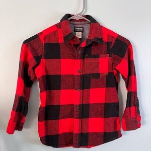 Boys Oshkosh Red & Black Flannel button-down shirt